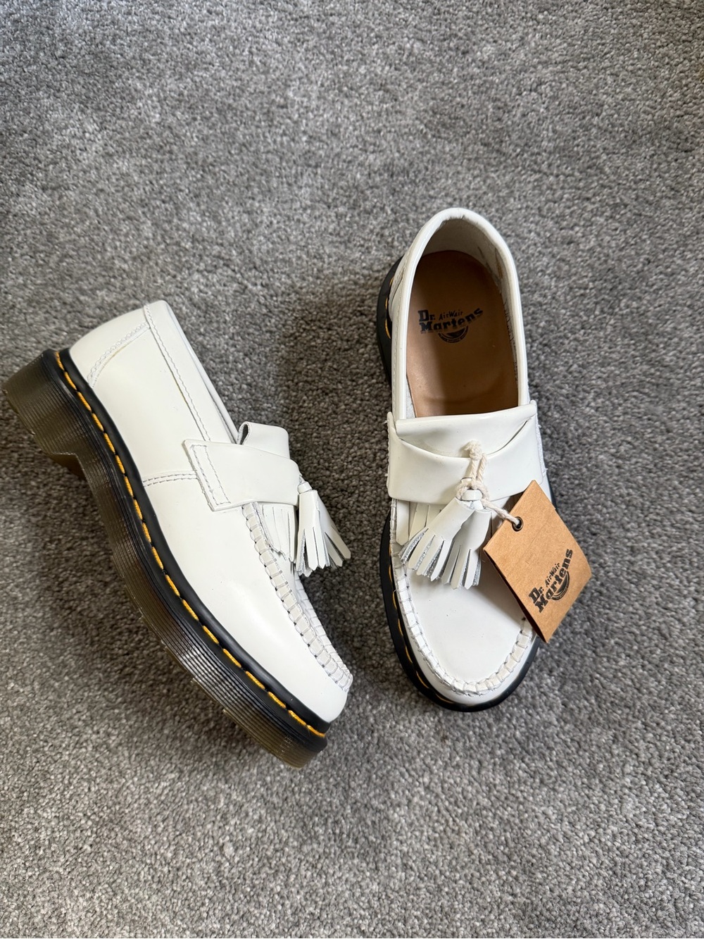 Dr. Martens Women Size 5 Adrian YS White Leather Tassel Loafers
